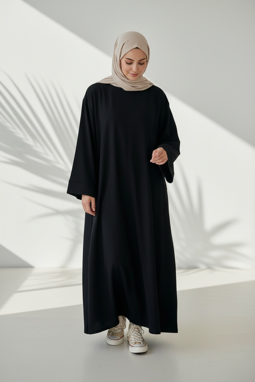 🌿 Abaya Amal - Schwarz
