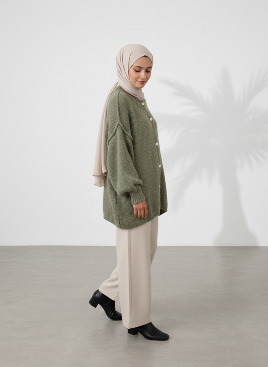 Raha Cardigan Short - Olive