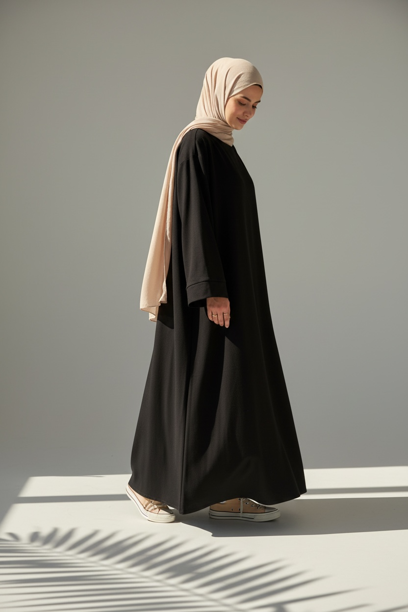 🌿 Abaya Amal - Schwarz