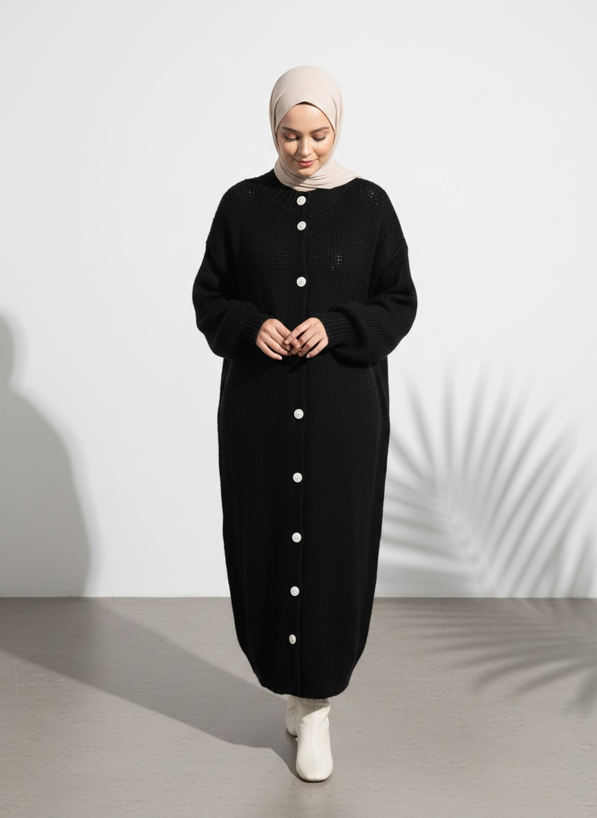 Raha Cardigan Long - Schwarz