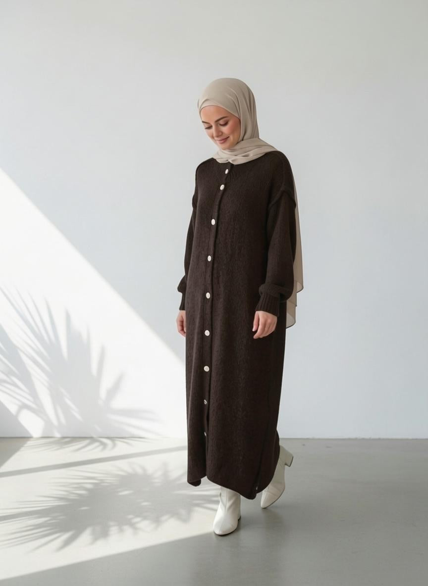 Raha Cardigan Long - Coffee
