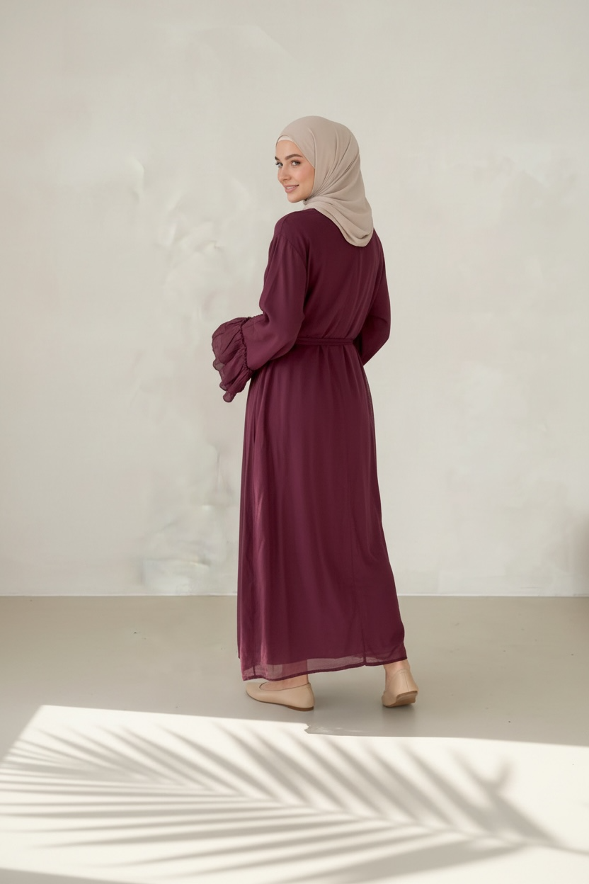 🌿Baumwollkleid Amani - Weinrot