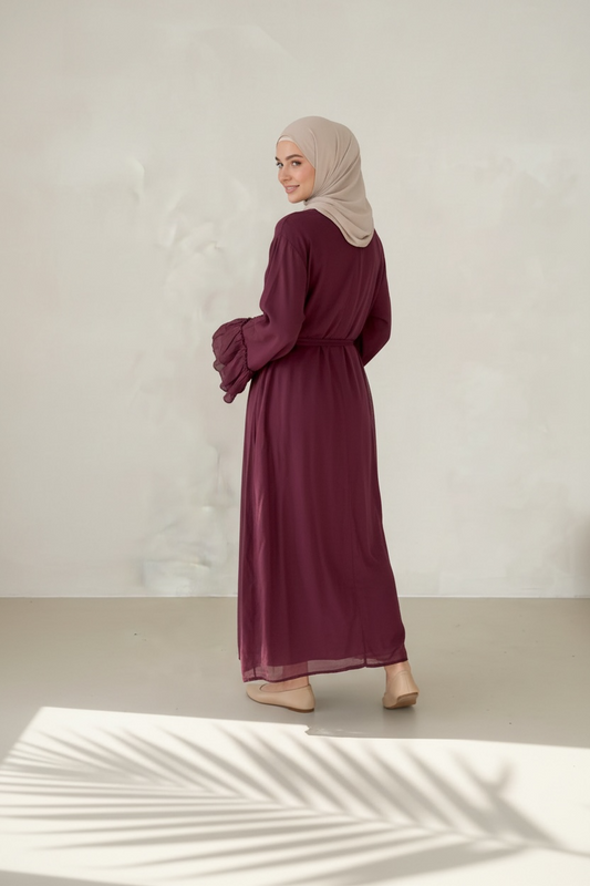 🌿Baumwollkleid Amani - Weinrot