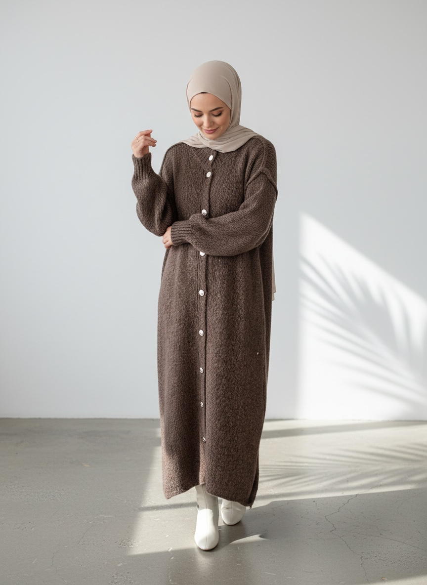 Raha Cardigan Long - Mocca