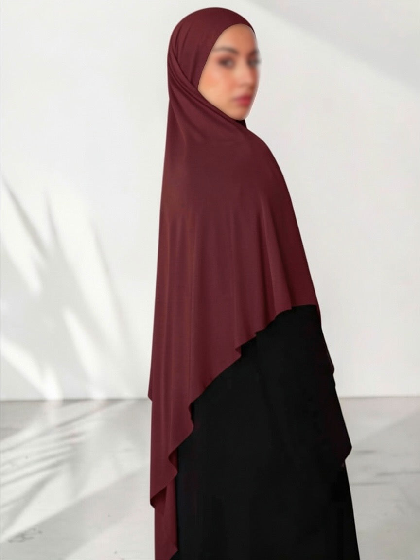 🌿Bamboo Khimar Midi - Bordeaux