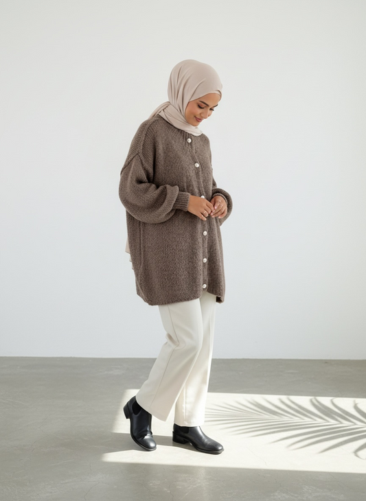 Raha Cardigan Short - Mocca
