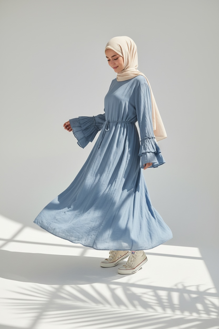🌿Baumwollkleid Amani - Hellblau