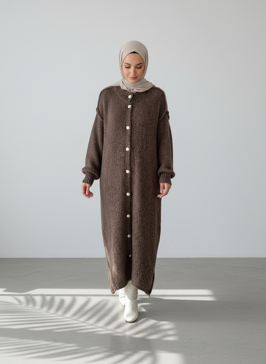 Raha Cardigan Long - Mocca