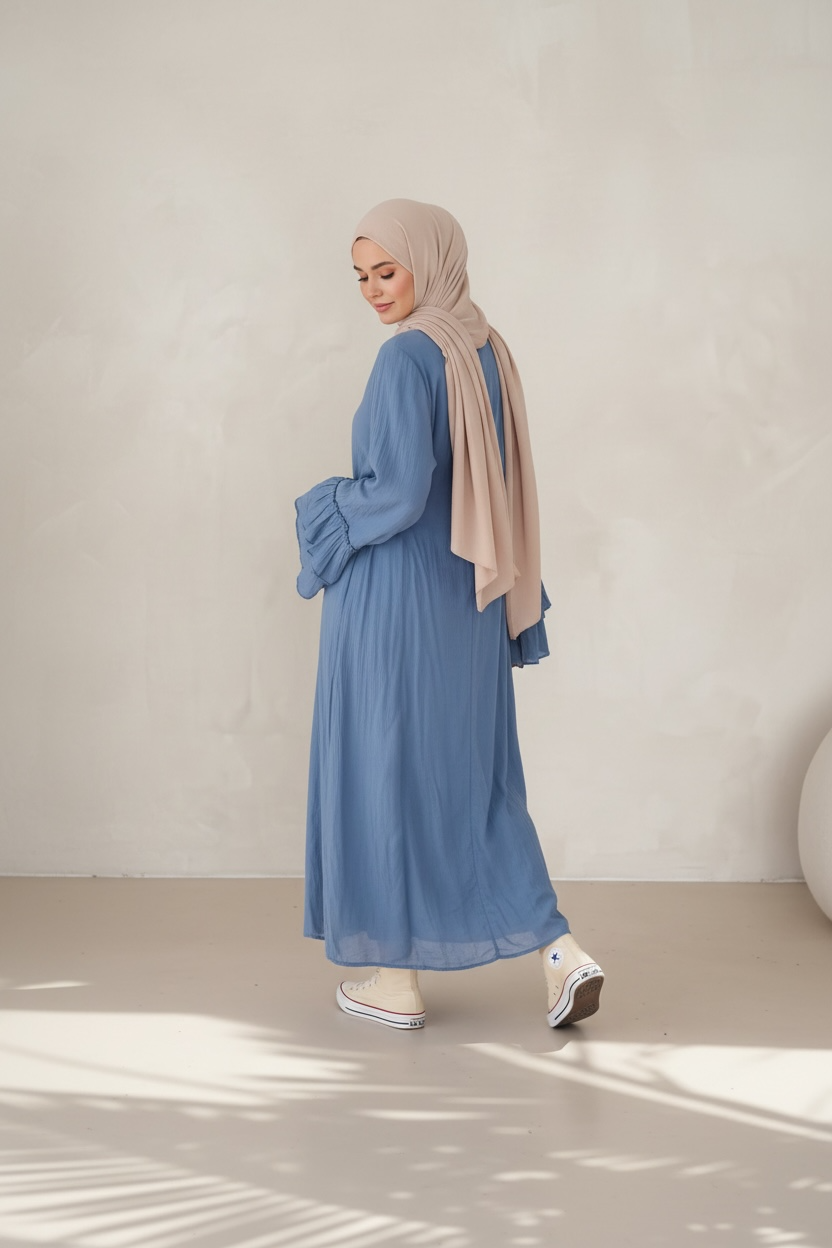 🌿Baumwollkleid Amani - Hellblau