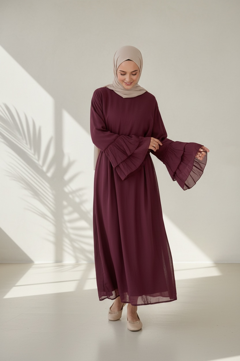 🌿Baumwollkleid Amani - Weinrot