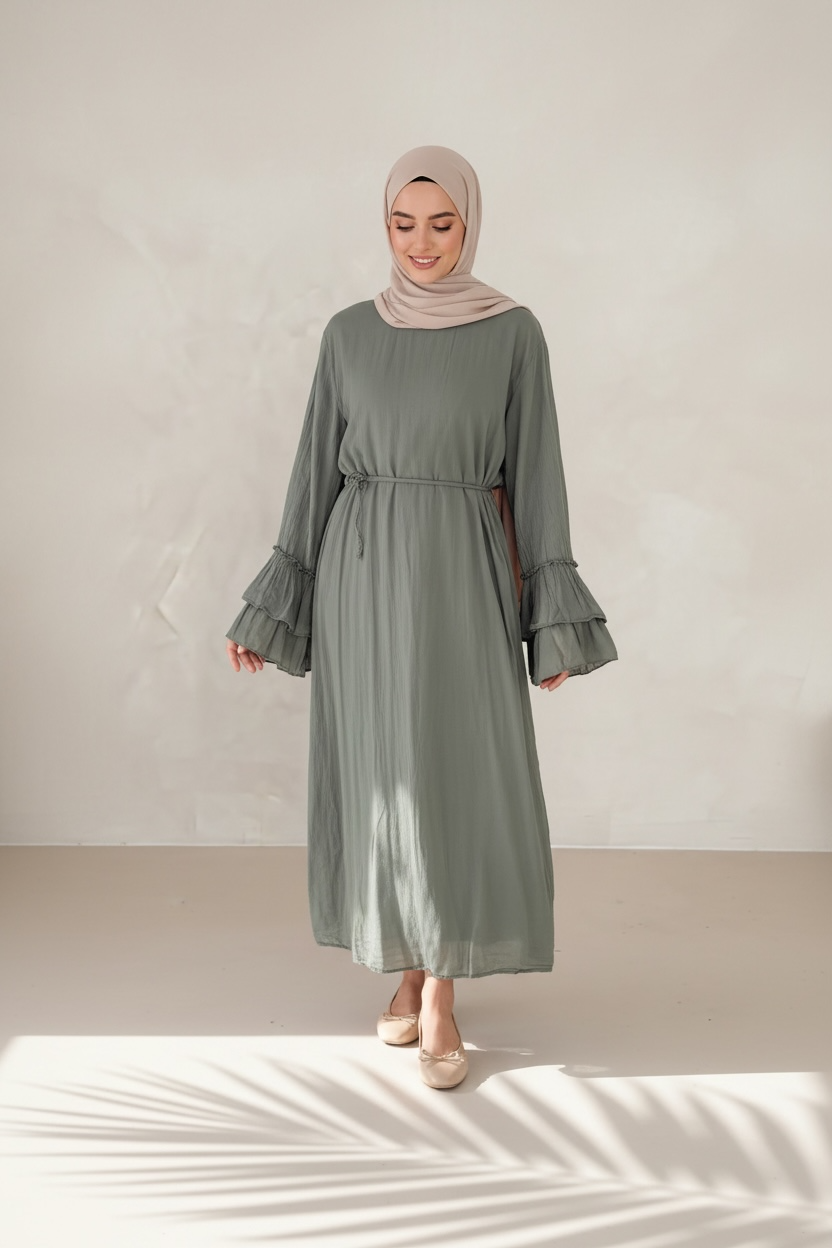 🌿Baumwollkleid Amani - Olive
