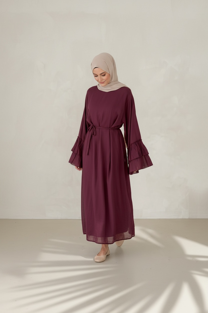 🌿Baumwollkleid Amani - Weinrot