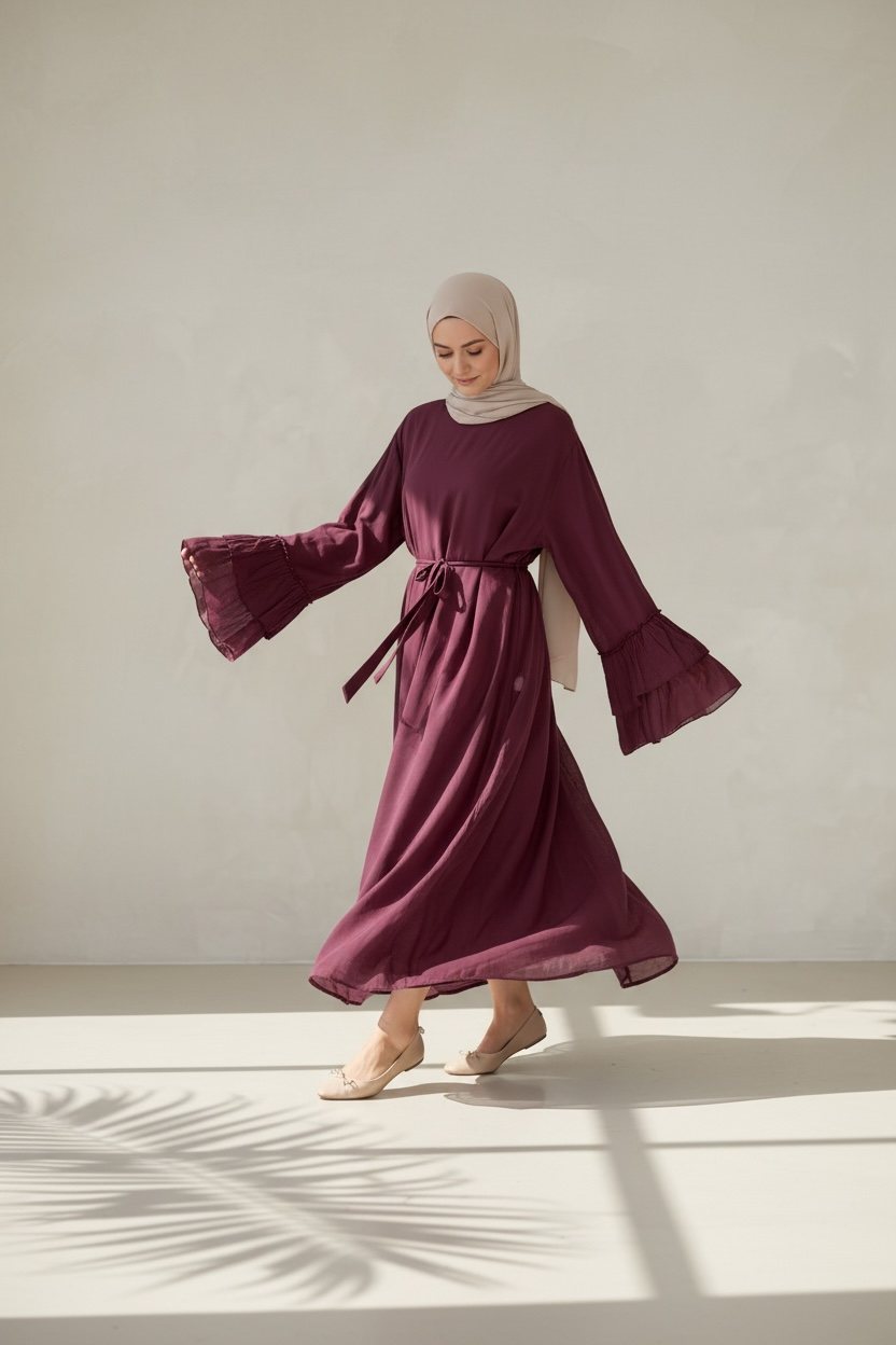 🌿Baumwollkleid Amani - Weinrot
