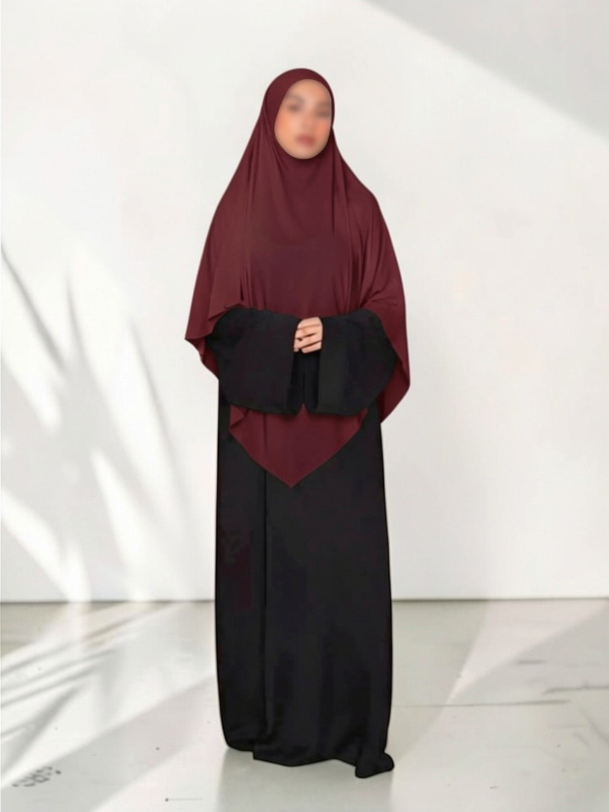 🌿Bamboo Khimar Midi - Bordeaux