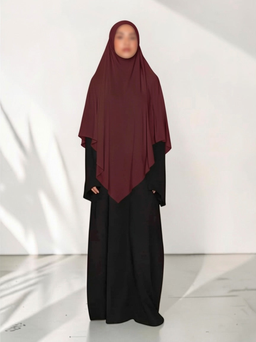 🌿Bamboo Khimar Midi - Bordeaux