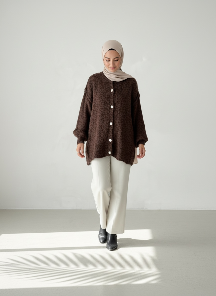 Raha Cardigan Short - Coffee