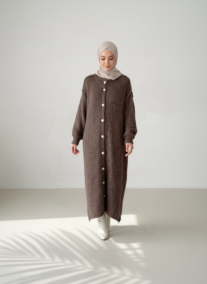 Raha Cardigan Long - Mocca