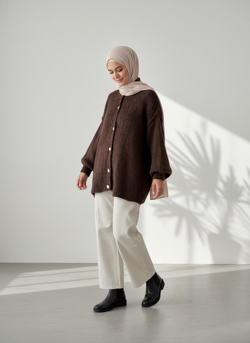 Raha Cardigan Short - Coffee