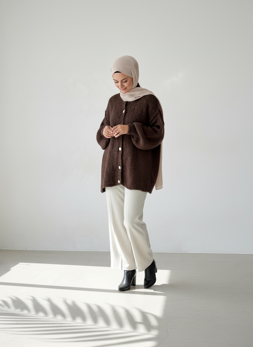 Raha Cardigan Short - Coffee