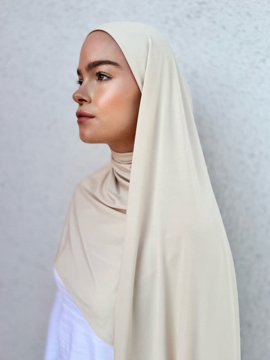 Premium Jersey Hijab - Creme Weiß