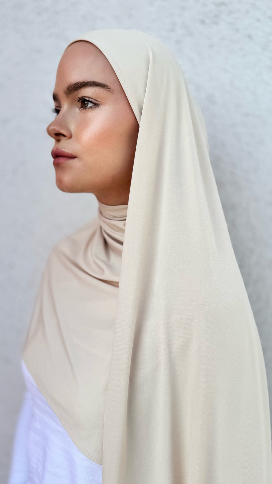 Premium Jersey Hijab - Creme Weiß