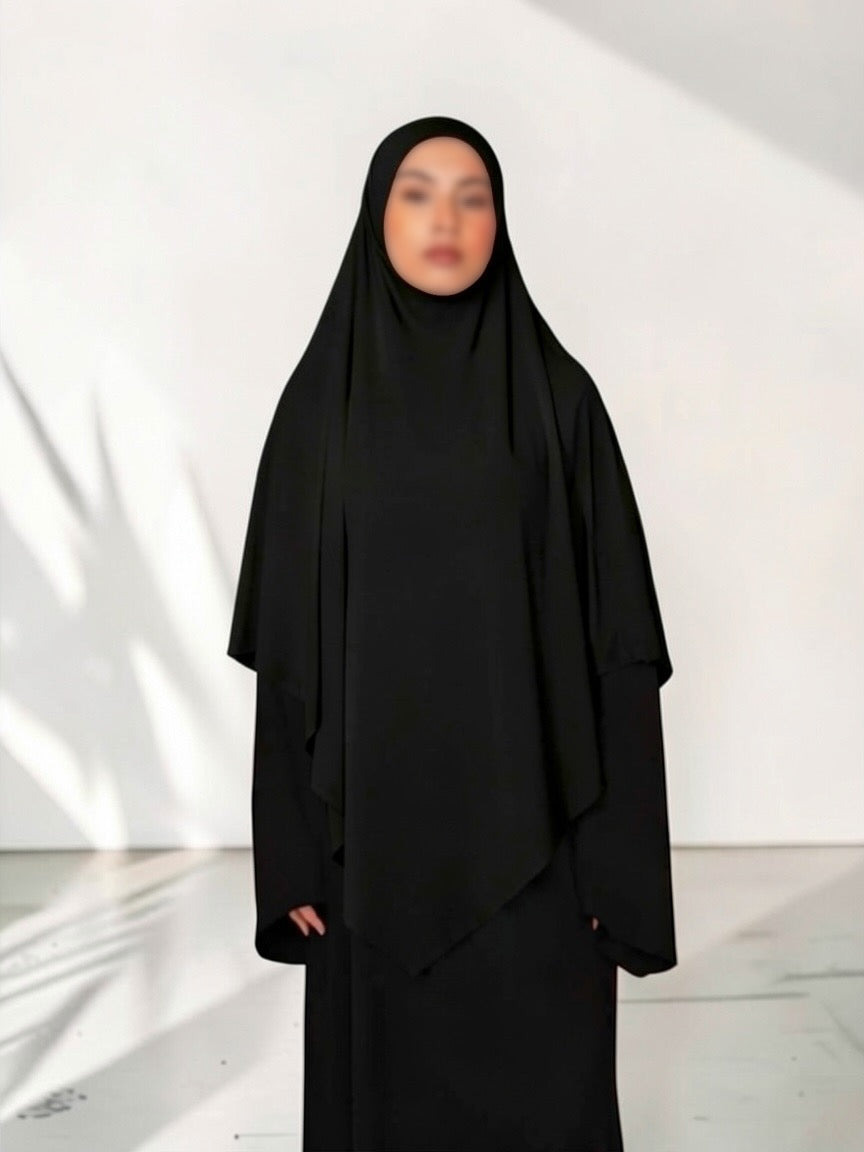 🌿Bamboo Khimar Midi - Schwarz