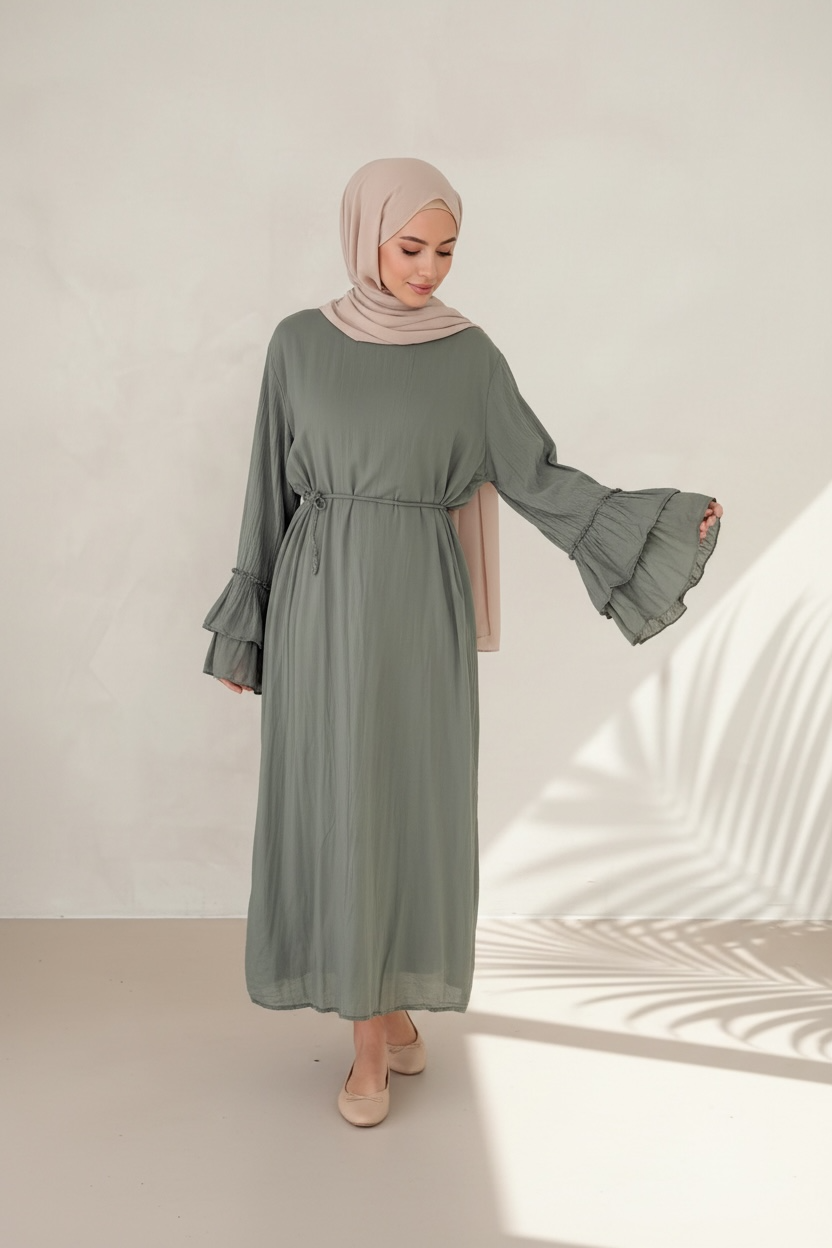 🌿Baumwollkleid Amani - Olive