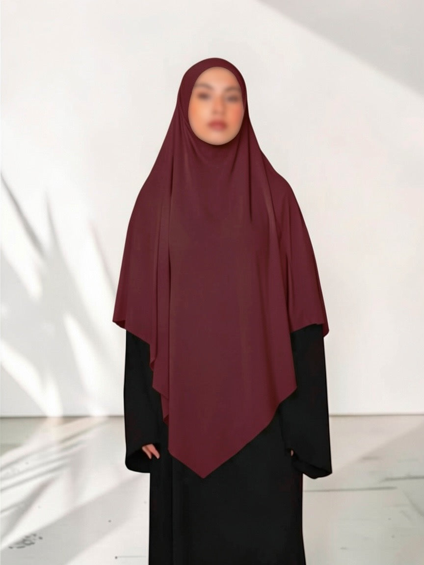 🌿Bamboo Khimar Midi - Bordeaux