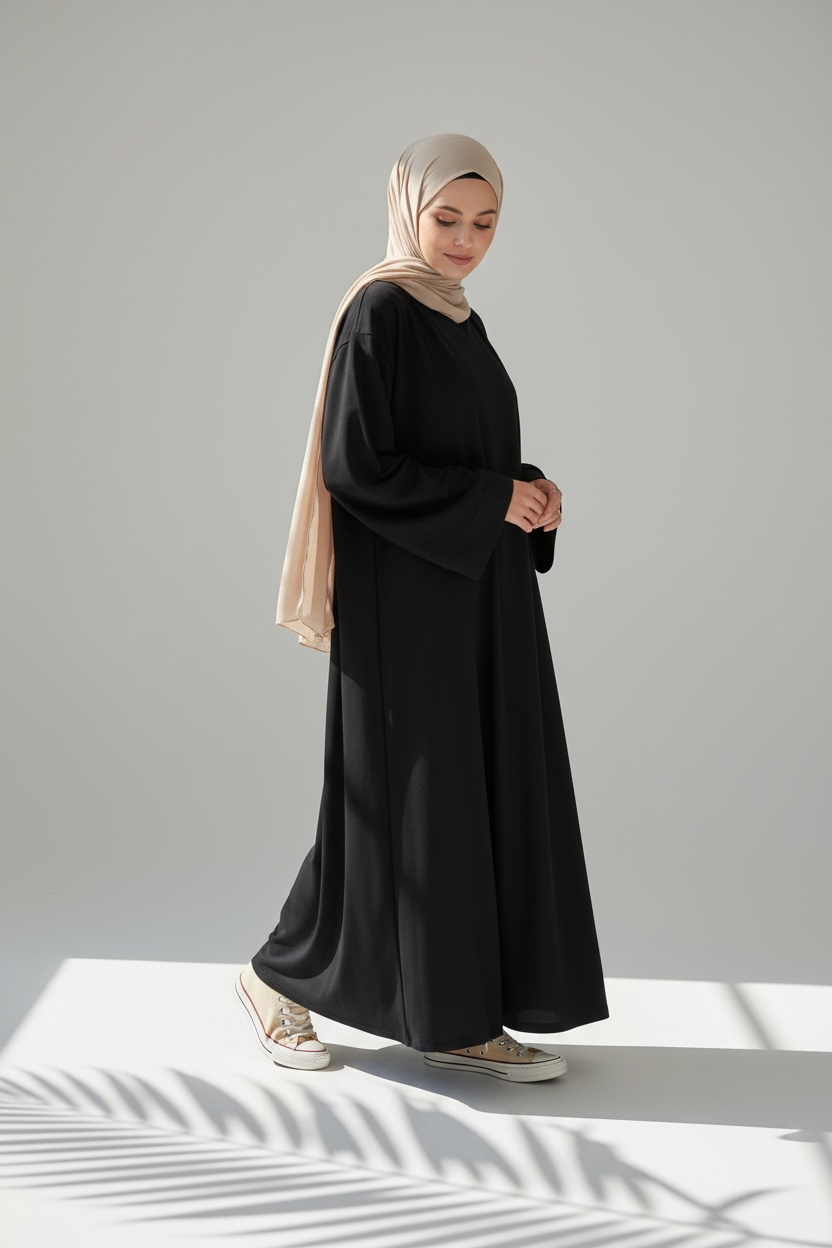 🌿 Abaya Amal - Schwarz