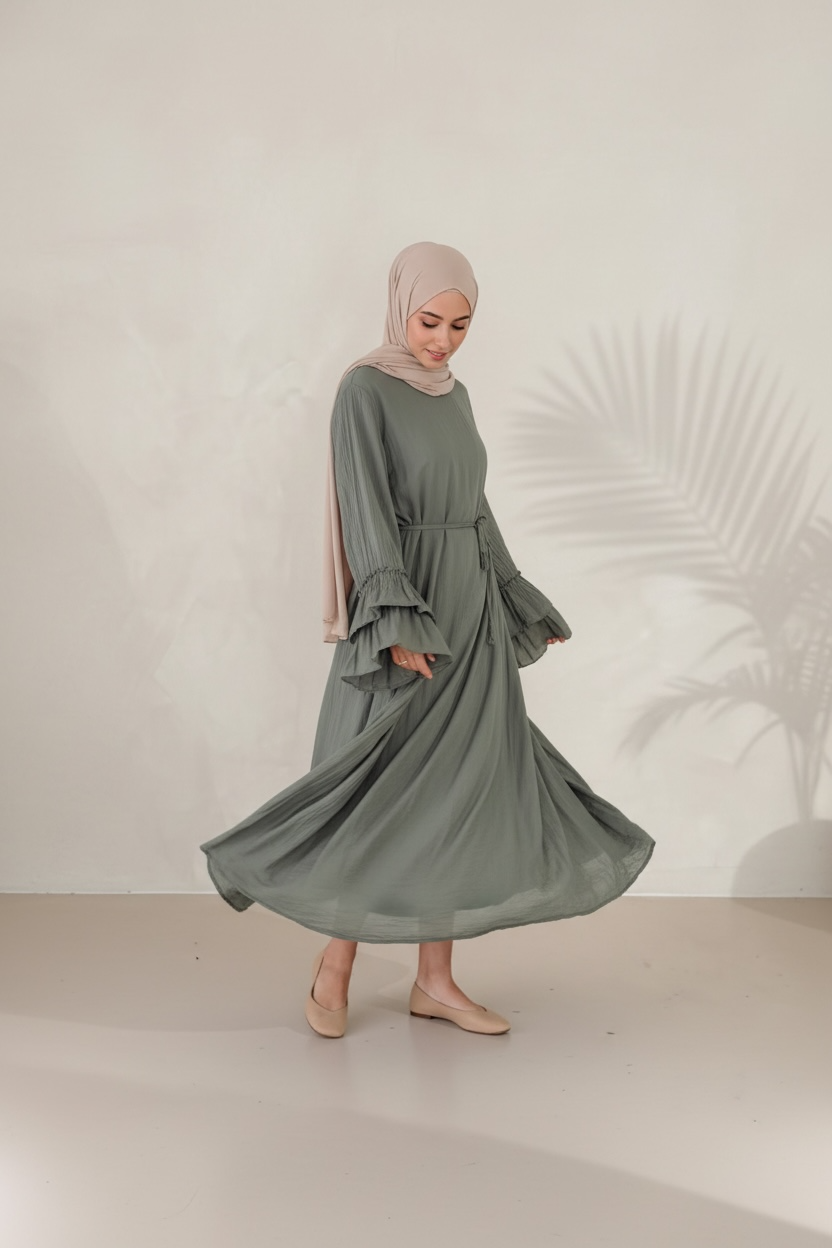 🌿Baumwollkleid Amani - Olive
