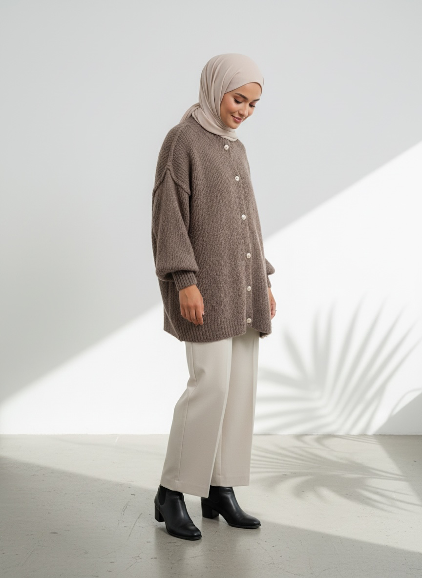 Raha Cardigan Short - Mocca