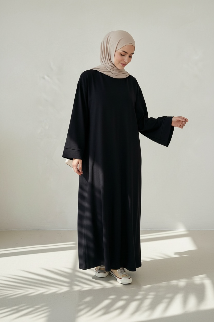 🌿 Abaya Amal - Schwarz