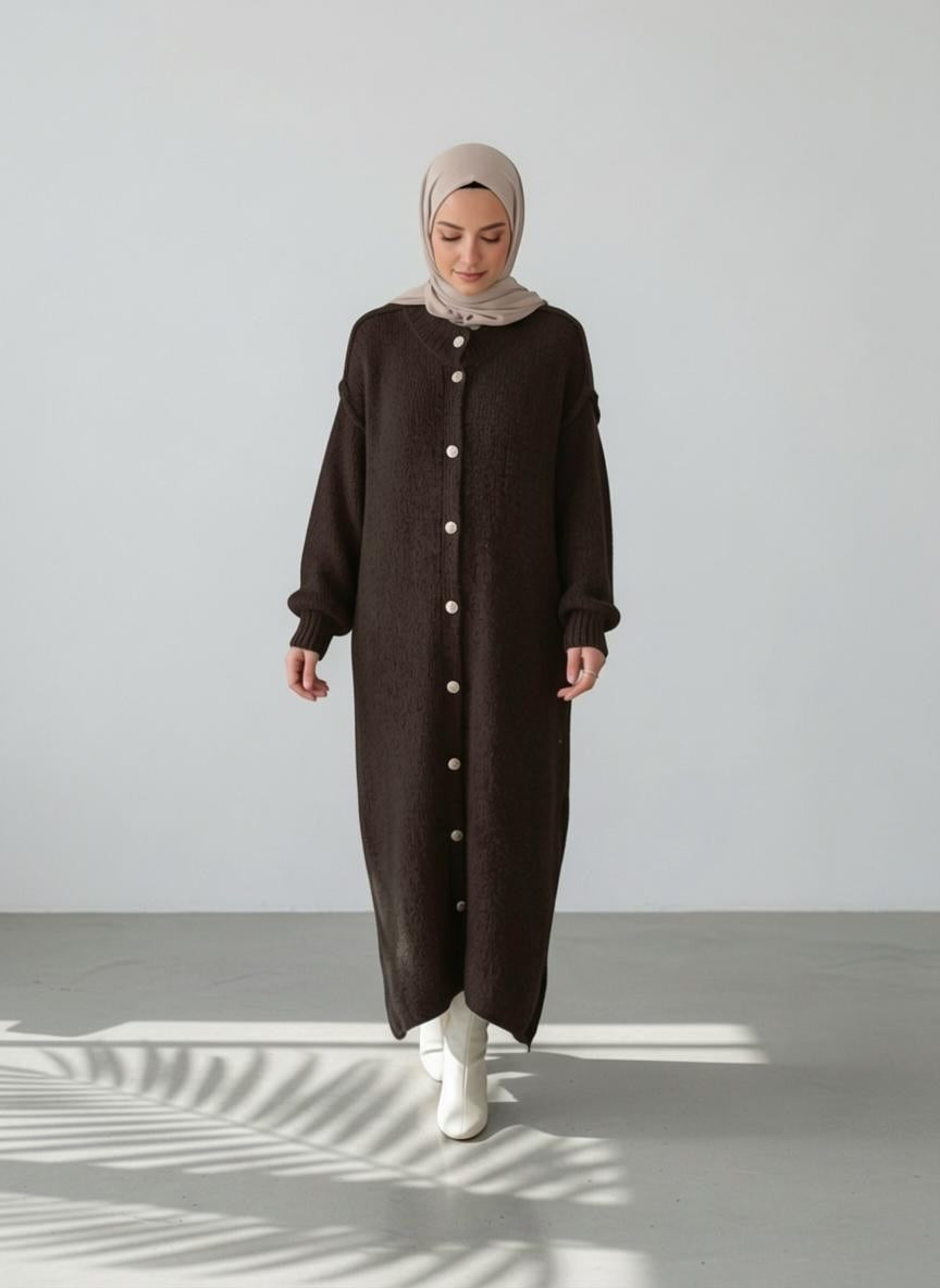 Raha Cardigan Long - Coffee