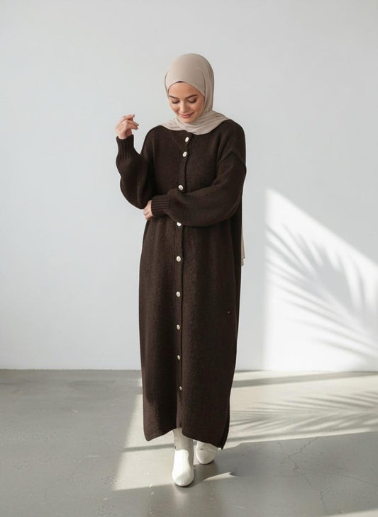 Raha Cardigan Long - Coffee