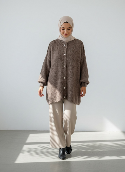 Raha Cardigan Short - Mocca
