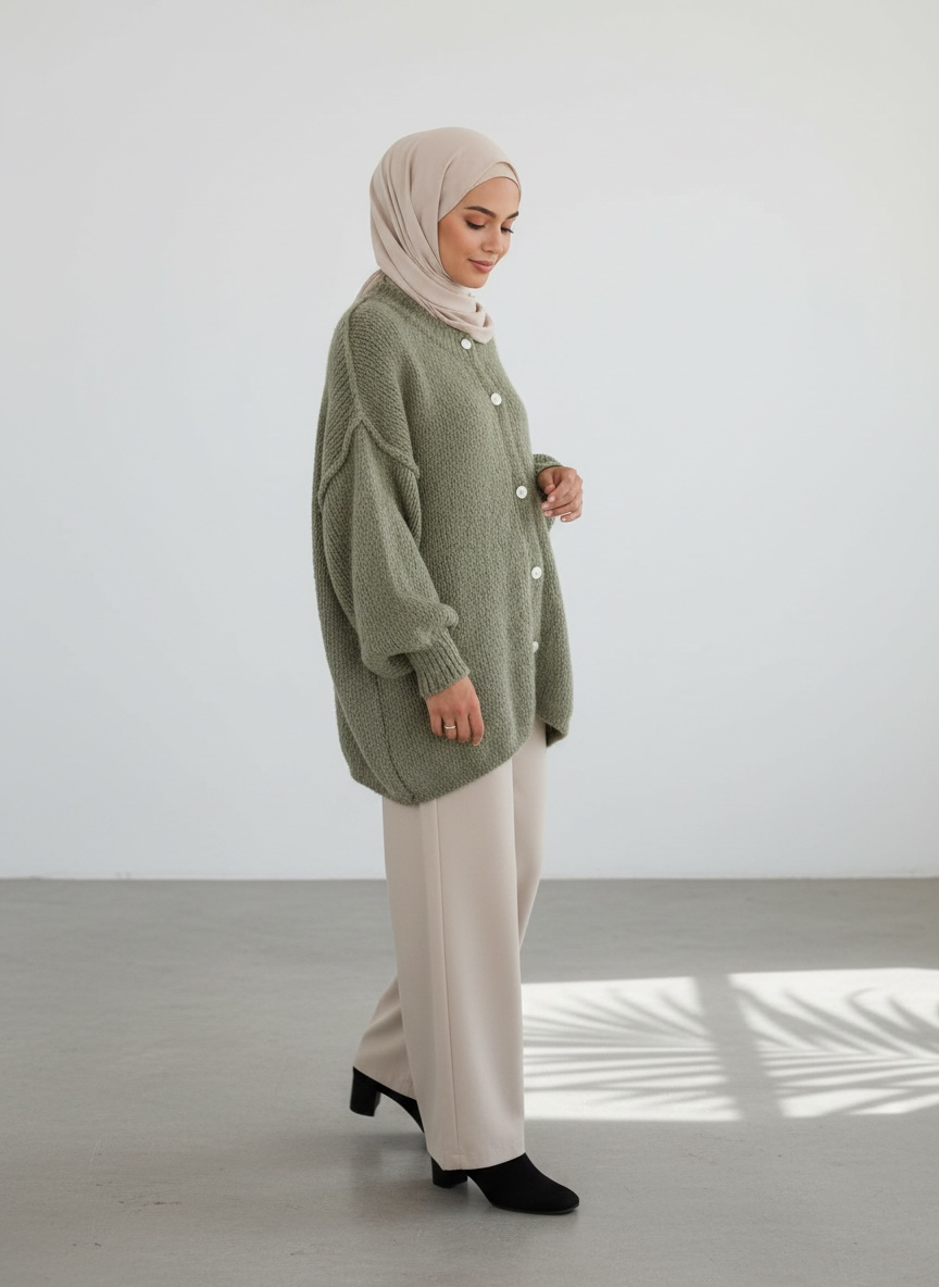 Raha Cardigan Short - Olive