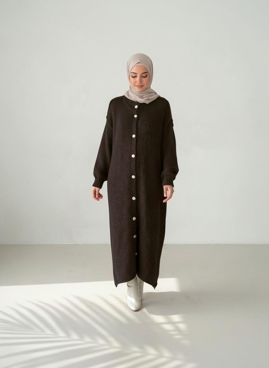 Raha Cardigan Long - Coffee