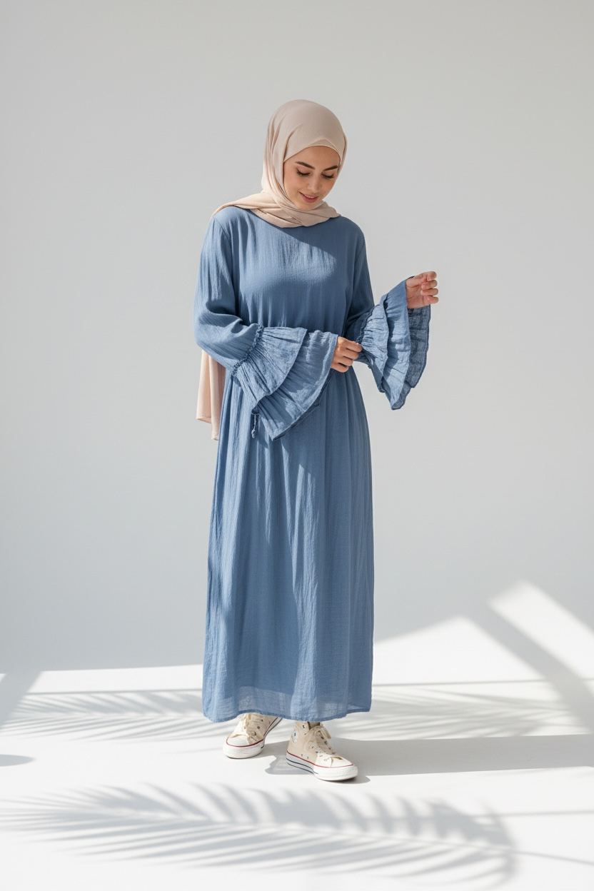 🌿Baumwollkleid Amani - Hellblau