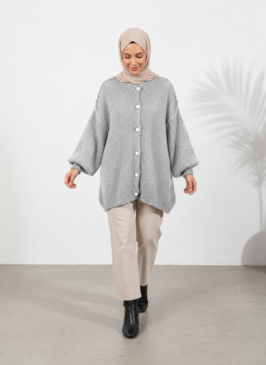 Raha Cardigan Short - Light Grey