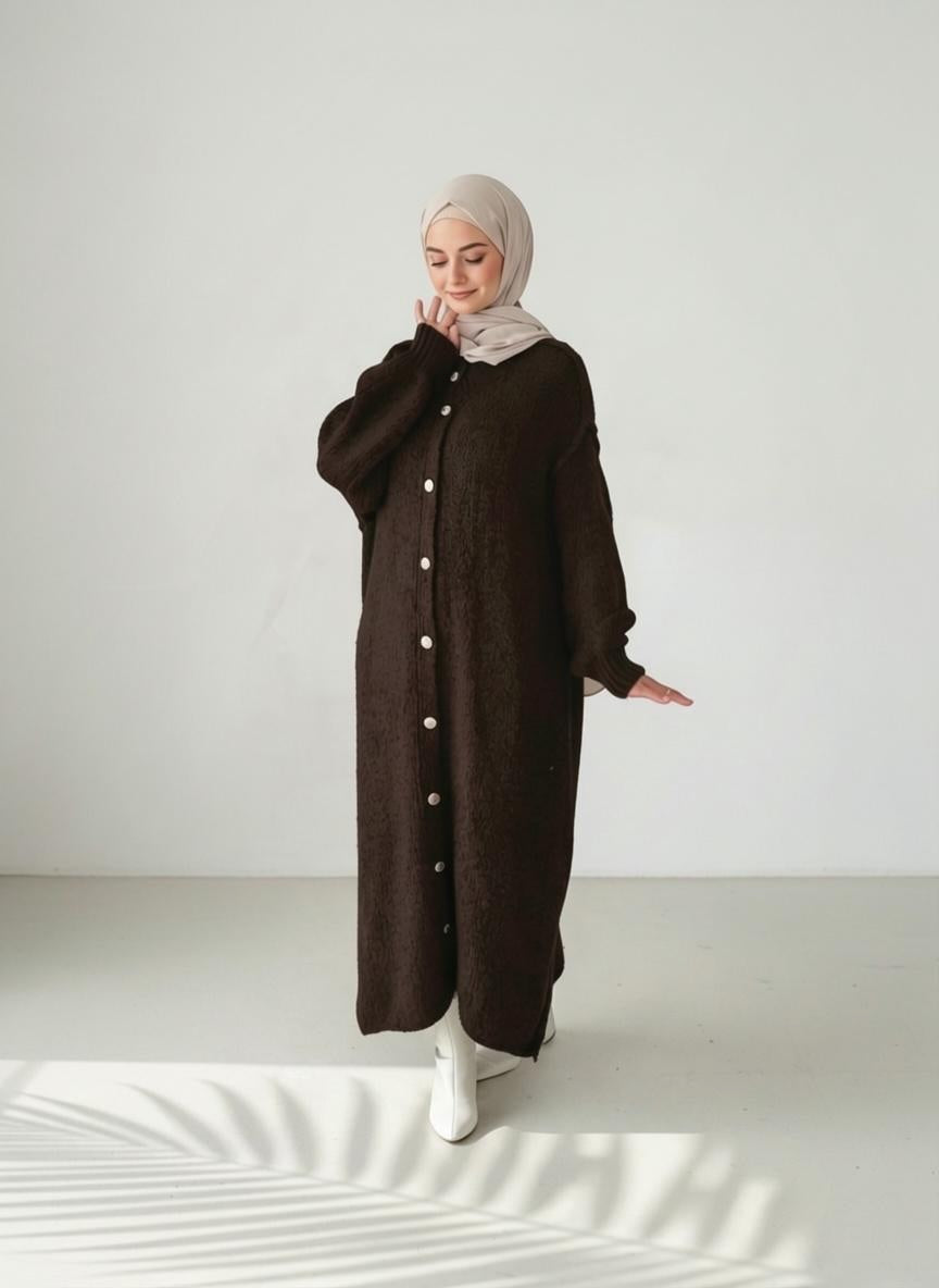 Raha Cardigan Long - Coffee
