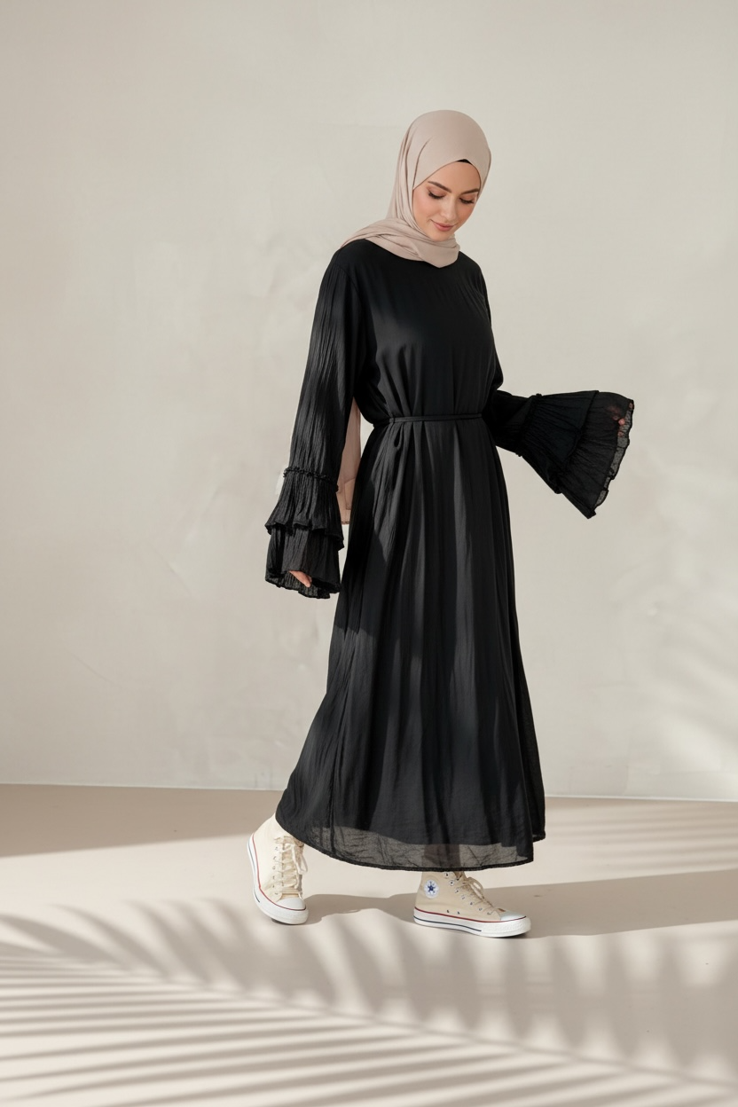 🌿Baumwollkleid Amani - Schwarz