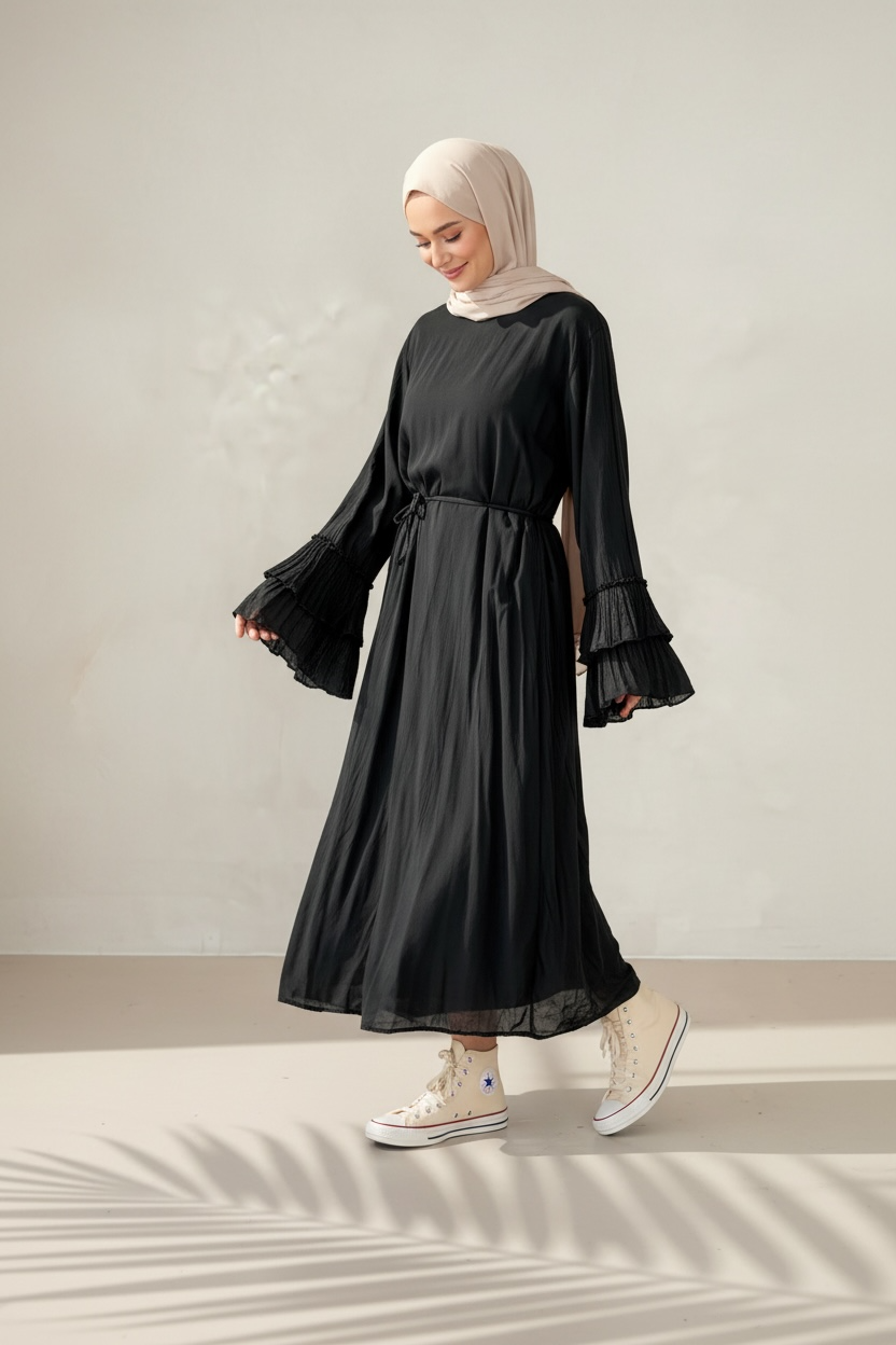 🌿Baumwollkleid Amani - Schwarz