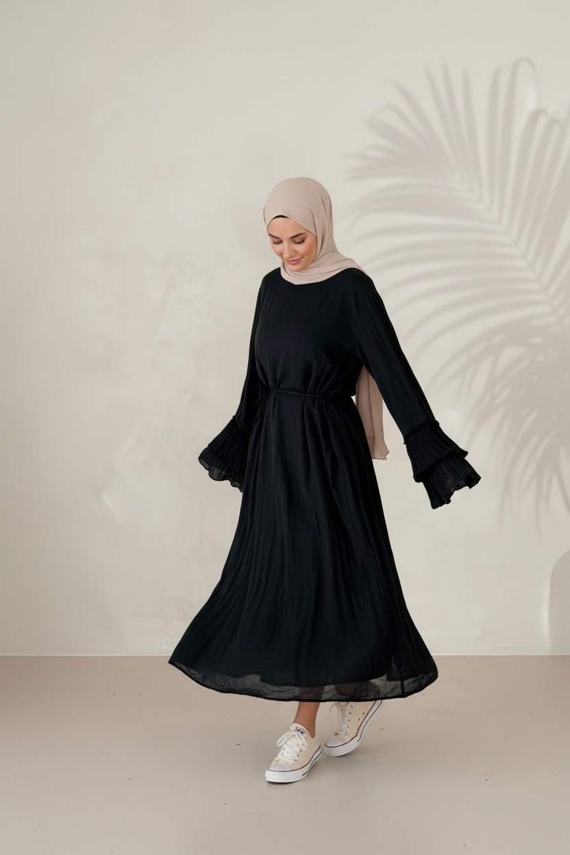 🌿Baumwollkleid Amani - Schwarz